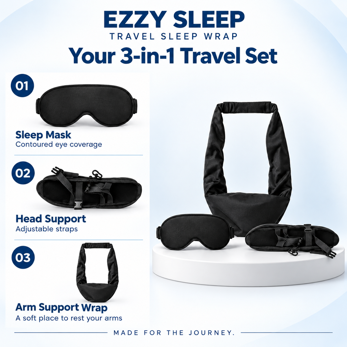EZZYSLEEP™  First Class 3-In-1 Travel Sleep Set